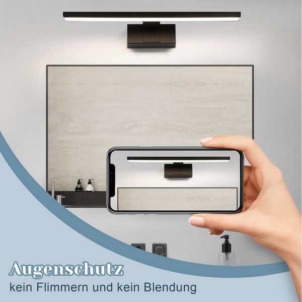 Nettlife LED Spiegelleuchte 30/40/60CM Schwarz Sipegellampe 4000K, LED fest integriert, Neutralweiß, Keller Küche Badschrank