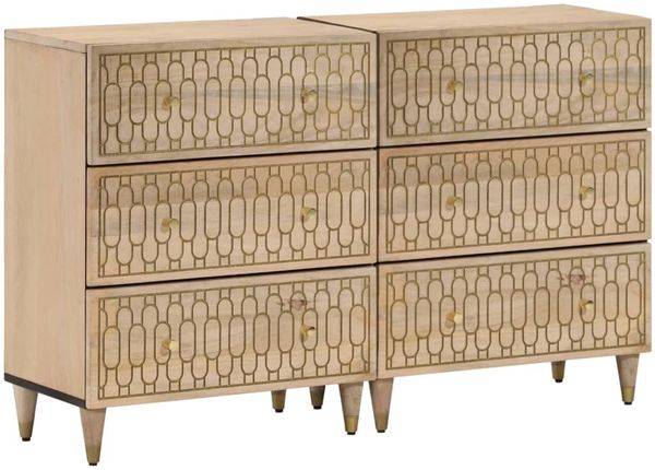 Beistellschränke 2 Stk. Büroschrank, Sideboard 60x33x75 cm Massivholz Mango