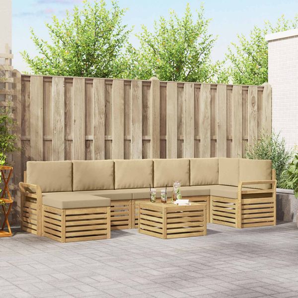 vidaXL Outdoor-Sofagarnitur 8 pcs Weiß und Beige 59 x 59 x 37 cm 3392238