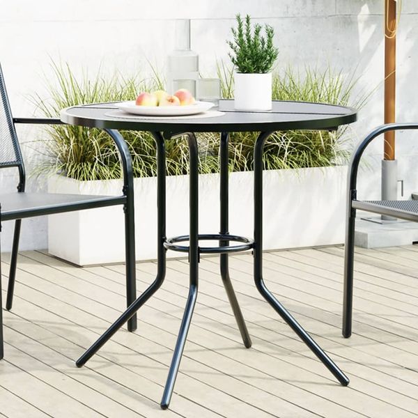vidaXL Terrassentisch Rund Anthrazit Pulverbeschichteter Stahl 4009263