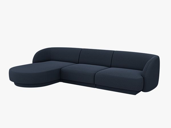 Micadoni Ecksofa Miley 4-Sitzer Links Boucle Baloo Dunkelblau Bild 2