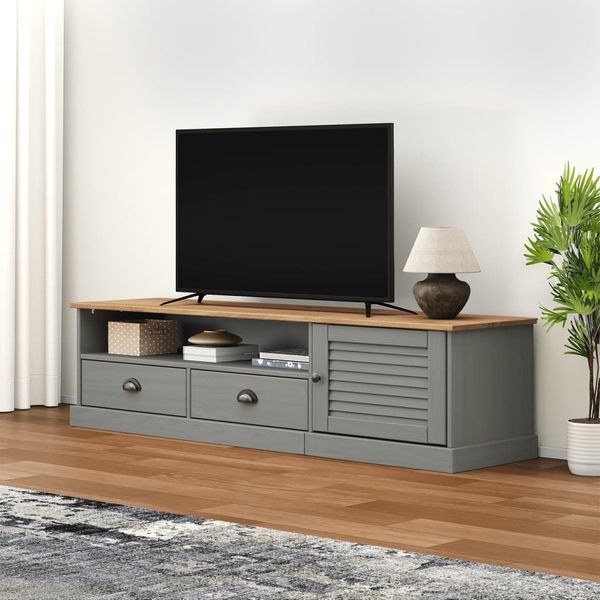 vidaXL TV-Schrank VIGO Grau 156x40x40 cm Massivholz Kiefer 353174