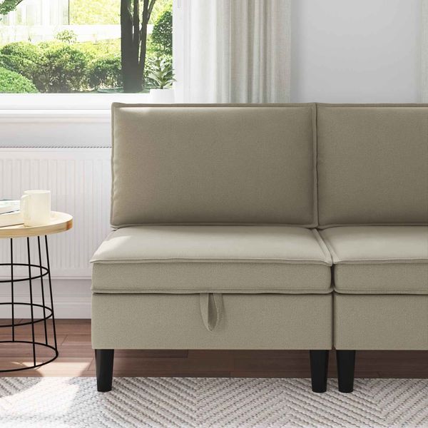 vidaXL Mittelsofa mit Stauraum Sand Samt 42027117