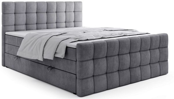 Labett Boxspringbett mit Bettkasten, Doppelmatratze, IGANTE KING 160x200 180x200 200x200 (Boxspringbett, Bettkasten, Matratze, Topper), Bonellfederkern- und Taschenfederkernmatratze