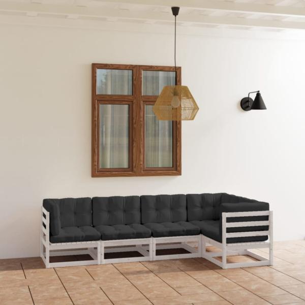 vidaXL 5-tlg. Garten-Lounge-Set mit Kissen Kiefer Massivholz 3076605