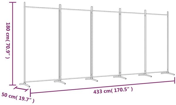 vidaXL 5-tlg. Paravent Schwarz 433x180 cm Stoff 350269 Bild 8