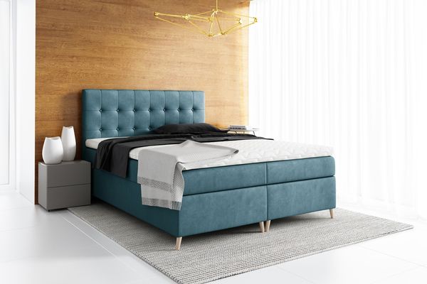 99rooms Sorento Boxspringbett Velours 200x200 cm Türkis