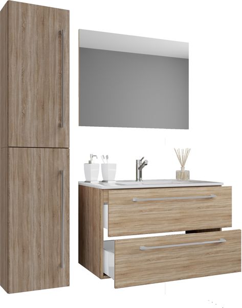 VCM Badmöbel Waschtisch Badinos 917108 Sonoma-Eiche H. 151 x B. 113 x T. 46 cm