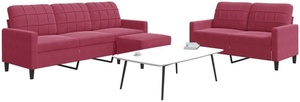 vidaXL 3-tlg. Sofagarnitur mit Kissen Weinrot Samt 3278405