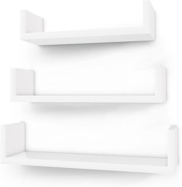 Wandregal 3er Set U-Form Schweberegal kreatives Lounge Cube Regal aus MDF-Platte Weiß LWS40WT