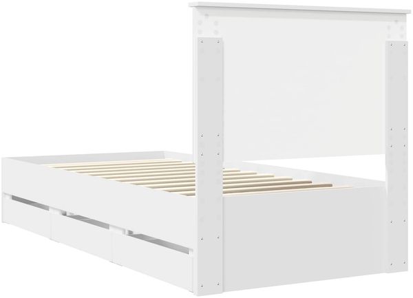 vidaXL Bettrahmen mit Schubladen Weiß 100 x 200 cm Ingenieurs Holz 3409489 Bild 10