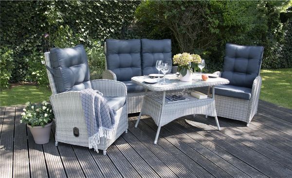 Bellavista Monte Carlo Garten Sitzgruppe, Polyrattan, grau, für 4 Personen