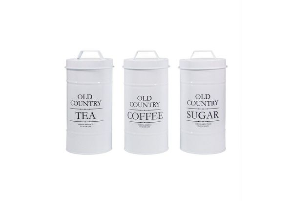 Neuetischkultur Vorratsdose Vorratsdosen 3er-Set Landhaus Weiß, Eisen, (Set, 3-tlg, 3 Vorratsdosen), Metall Kaffeedose Teedose Zuckerdose