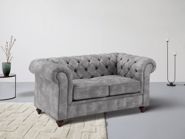 Home affaire Chesterfield-Sofa Chesterfield 2-Sitzer B/T/H: 150/89/74 cm, mit hochwertiger Knopfheftung, auch in Leder