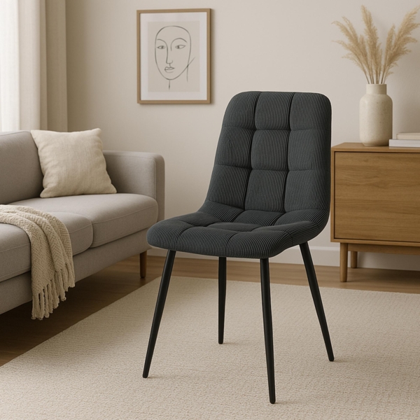 CLP Esszimmerstuhl Tilde Bezug gepolstert gesteppt mit Rückenlehne bis 150 kg,schwarz Cord Bild 3