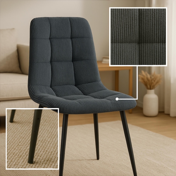 CLP Esszimmerstuhl Tilde Bezug gepolstert gesteppt mit Rückenlehne bis 150 kg,schwarz Cord Bild 4