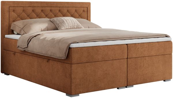 Boxspringbett, Modern Bett mit Multipocket-Matratze und zwei Bettkästen - JASIR - 180 x 200 cm - Orange Stoff - H3 Bild 3