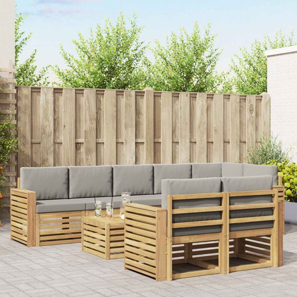 vidaXL Outdoor-Sofagarnitur 9 pcs Weiß und Hellgrau 59 x 59 x 37 cm 3392081