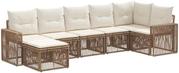 vidaXL Gartensofa-set 7 pcs Beige und Cremeweiß Poly-Rattan 3435198