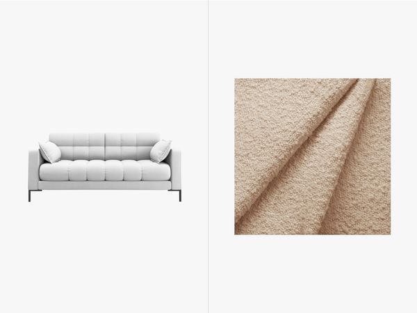 Micadoni Sofa Mamaia 2-Sitzer Boucle Baloo Beige schwarze Beine