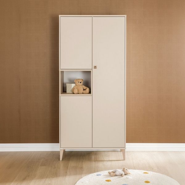 PAIDI Kleiderschrank MILA & BEN Steiff by PAIDI in Beige, 3 Türen mit Push-to-open inkl. Kleiderstangen und Einlegeböden, Massivholz-Füße, Soft-Close