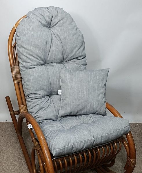 Rattani Polsterauflage Polster für Schaukelstuhl Liegestuhl 130x50x10 cm + Zierkissen 40x40, (Polster für Schaukelstuhl + Dekokissen), Stoff Uni Boheme Marino. Viele weitere Farben lieferbar.