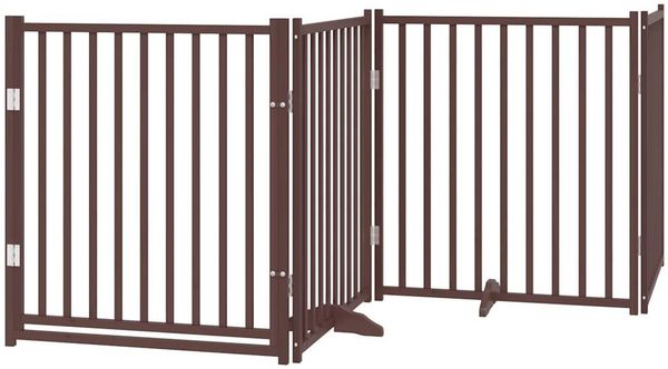 vidaXL 10-tlg. Hundetor mit Tür Faltbar Braun 800 cm Pappelholz 3155751 Bild 3