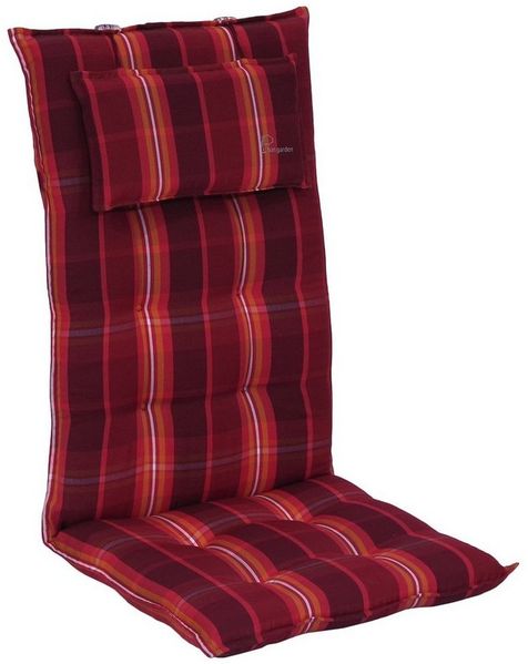 Sun Garden Inco Hochlehner-Auflage Rot-Orange Kariert 120 x 50 x 7 cm