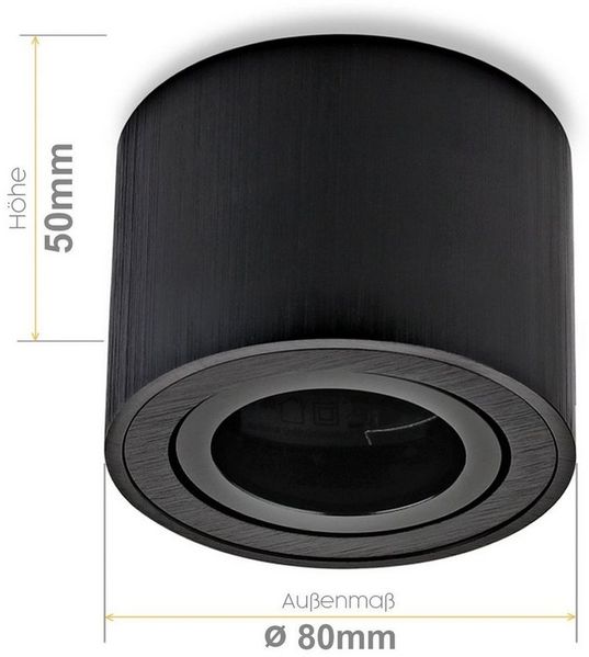 Sweet LED Aufbauleuchte 4er Set Aufbauspots flach 50mm Aluminium 230V schwarz, flach, Aufbaustrahler LED, Aufbauspot, Deckenstrahler