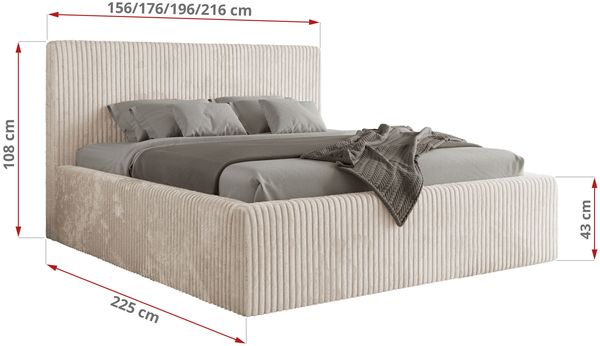 MKS Möbel 'Tiliano Classic' Polsterbett mit Stauraum, Cordstoff, Beige, 180x200 cm, Pocket | H3 - mittelfest Bild 4
