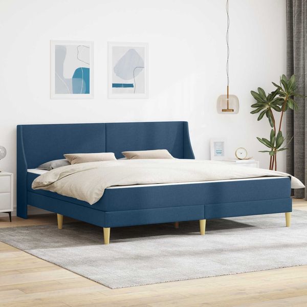 vidaXL Bettgestell mit Matratze Blau 180 x 200 cm Polyester 3414753
