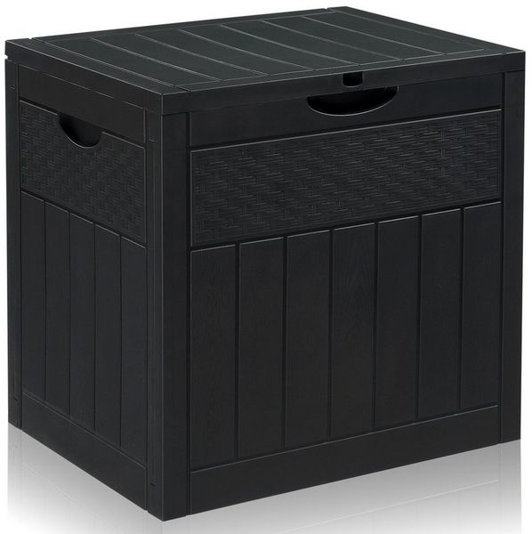 LALAHO Gartenbox Wasserdicht, 126L Kunststoff-Aufbewahrungsbox, für Garten, Terrasse, Balkon, 56 x 43 x 53 cm