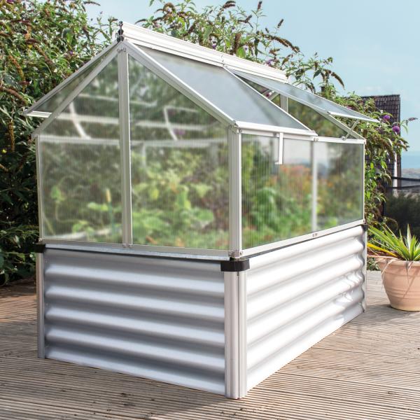 Vitavia Hochfrühbeet SET Gaia Jumbo 4mm HKP + Unterbau 83x122 cm Alu eloxiert