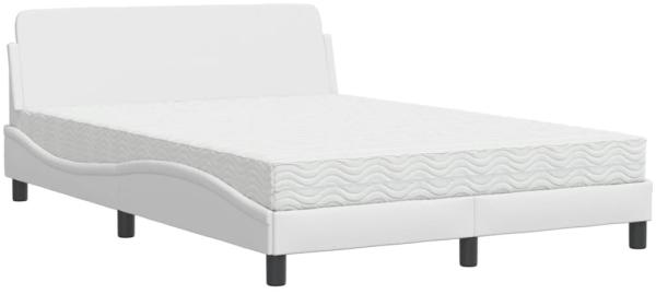 vidaXL Bett mit Matratze "Dover" Weiß 140x200 cm Kunstleder 3208418