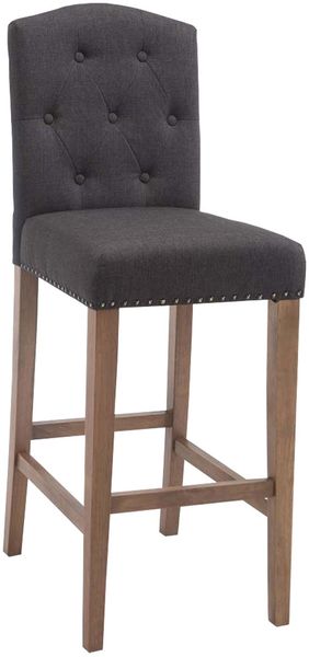 Barhocker LIKEL - Stoff Dunkelgrau 42x57x113 cm Braun | Barstuhl Mit Lehne Tresenhocker Tresenstuhl Kneipenhocker Kneipenstuhl