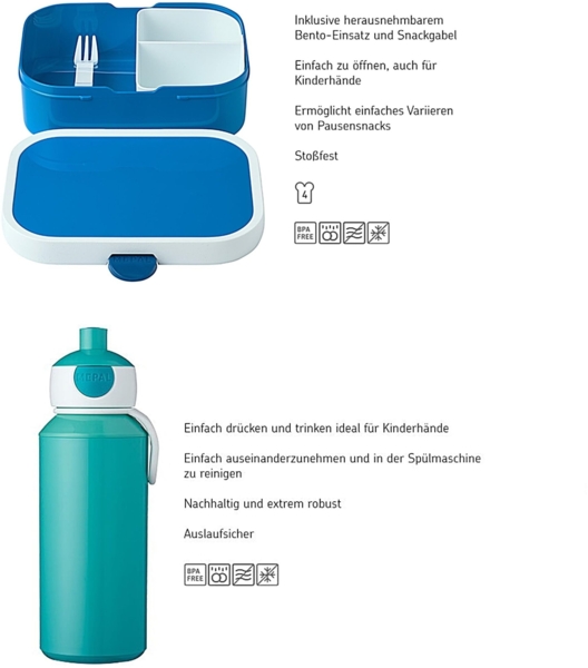 Mepal 'Campus' Lunch-Set mit Pop-up Trinkflasche & Lunch Box, Kunststoff Frozen Sisters Forever 1, 400 ml / 750 ml Bild 2