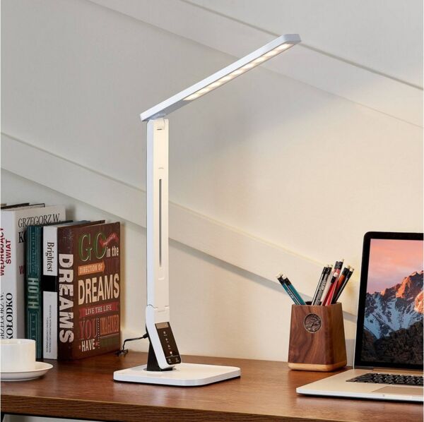 Lindby Schreibtischlampe Eleni, LED, Kunststoff Weiß Farbwechsel warmweiß / tageslicht IP20, 1 x 8 W LED, Farbwechsel warmweiß / tageslicht