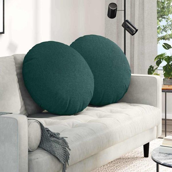 vidaXL Sitzkissen 2 pcs Dunkelgrün Ø60 x 21 cm Stoff 42014199