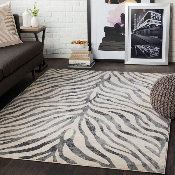 Livabliss Teppich LUANDA, rechteckig, Höhe: 11 mm, Skandinavischer Teppich, Boho Wohnzimmerteppich/Läufer im Zebra Muster