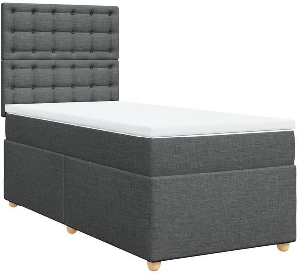 vidaXL Boxspringbett mit Matratze Dunkelgrau 100x200 cm Stoff 3293506 Bild 3