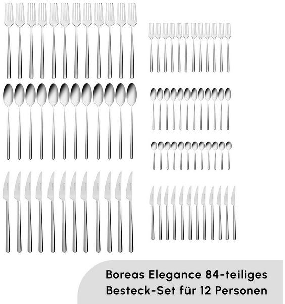 Karaca Besteck-Set Boreas 12 Personen Besteckset, 84 Teilig, 12 Personen