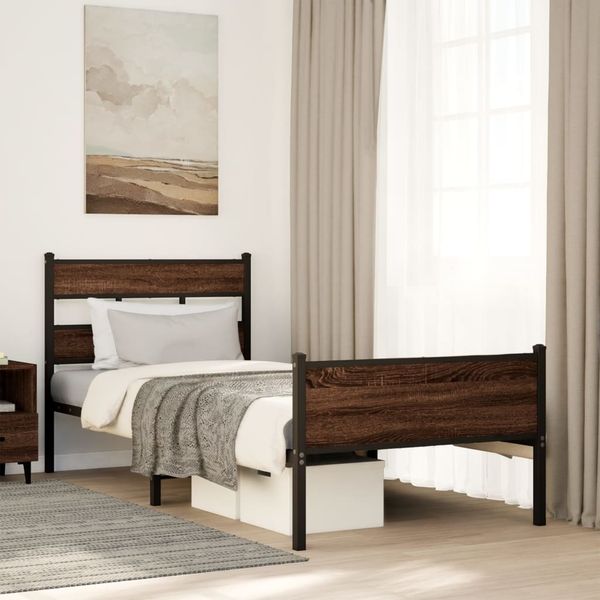 vidaXL Bettgestell ohne Matratze Braun Eiche 90x190 cm Holzwerkstoff 4017336