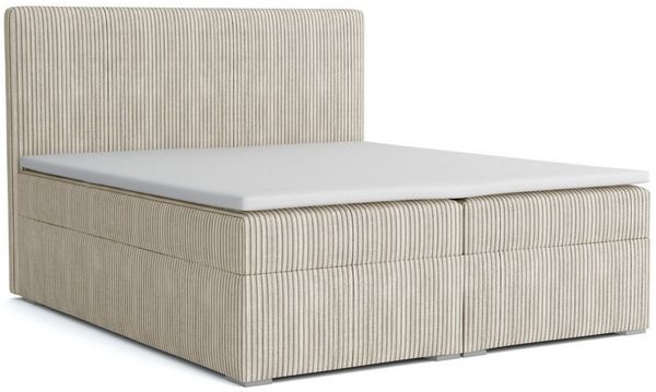 Deine Möbel 24 Boxspringbett LOFT IV Boxspring Komplettbett Polsterbett Bonellfederkernmatratzen (Beige Creme Grau Dunkelgrau Graphit Schwarz, 3-St, Boxbett Cord Cord-Samt 120x200 140x200 160x200 180x200 200x200), inkl. Bettkasten Topper Matratzen H3 H4