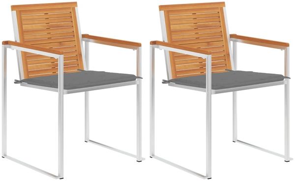 vidaXL Gartenstühle mit Kissen 2 Stk. Massivholz Akazie und Stahl 3061489