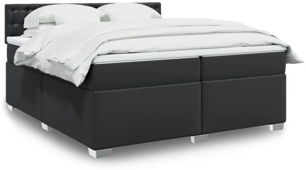 vidaXL Boxspringbett mit Matratze Schwarz 200x200 cm Kunstleder 3288436