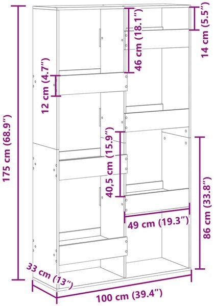 vidaXL Raumteiler Schwarz 100x33x175 cm Holzwerkstoff 3309574 Bild 9