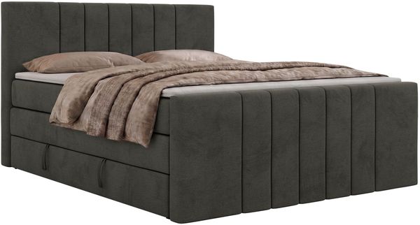 Boxspringbett INERO KING DUO mit Stauraum, Doppelbett 200x200, Bett mit Multipocket-Matratze H4 und Topper Visco, modernes Boxspringbett, hohe Kopfteil - Dunkelgrau Velvet Bild 7
