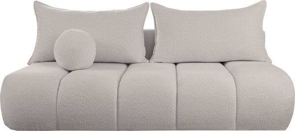 WFL GROUP Schlafsofa Milla mit Bettkasten – 3 Sitzer Couch mit Schlaffunktion, Bettfunktion, MADE IN EU, Schlaffläche 150 × 200 cm, Skandinavische Polstercouch im modernen Design – Weicher Boucle
