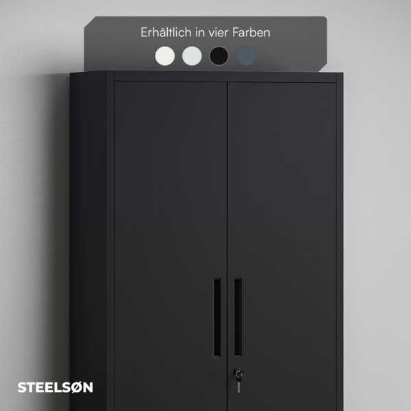 STEELSØN 'Regulus' Aktenschrank, Metall, schwarz, 165x40x80 cm, abschließbar, Metallschrank mit 4 Ablagen, geeignet als Werkzeugschrank Bild 10