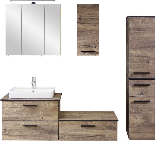 Pelipal Quickset 374 Badmöbel-Set, Holzwerkstoff, Eiche Ribbeck quer NB, 200 x 142 x 44,5 cm
